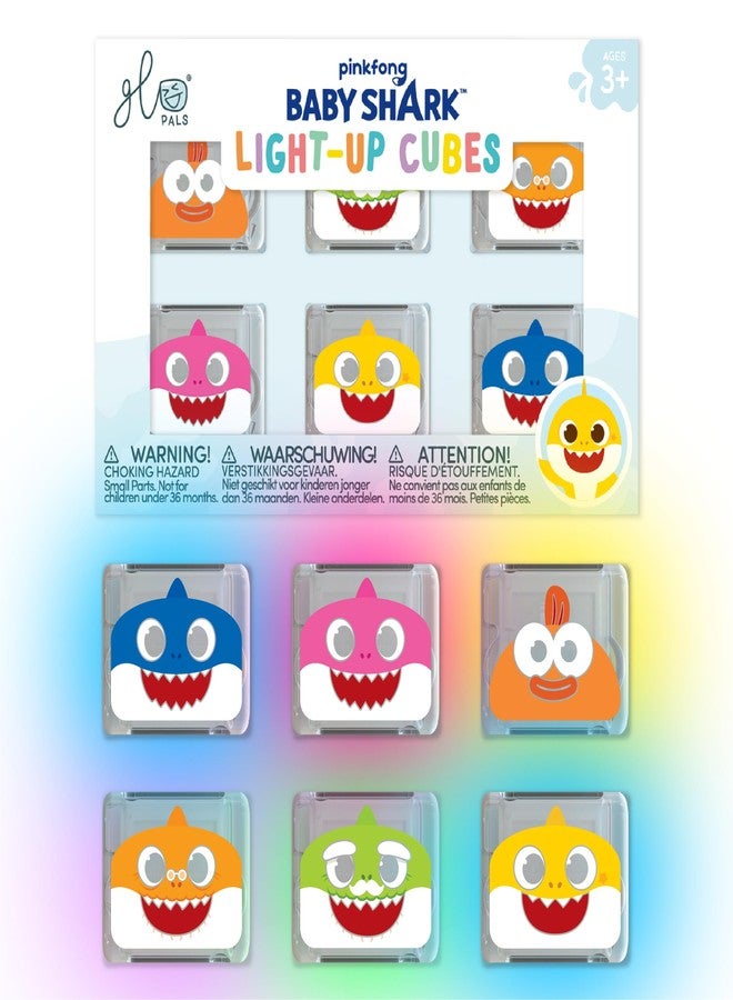 Glo Pals x Baby Shark Water-Activated Light-Up Cubes for Bathtime and Sensory Play - Includes 6 Reusable Light-Up Cubes - Sensory Bath Toys and Glowing Bath Cubes for Kids and Toddlers - Image 1